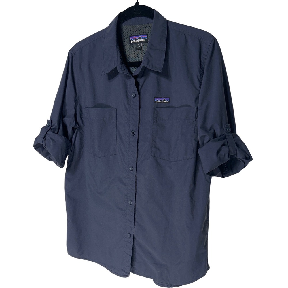 Patagonia Long Sleeve Roll Tab Lightweight Activewear Shirt Blue Size Medium